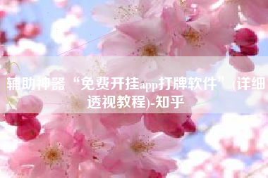 辅助神器“免费开挂app打牌软件”(详细透视教程)-知乎