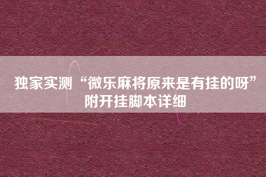 独家实测“微乐麻将原来是有挂的呀”附开挂脚本详细