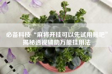 必备科技“麻将开挂可以先试用贴吧	”揭秘透视辅助万能挂用法