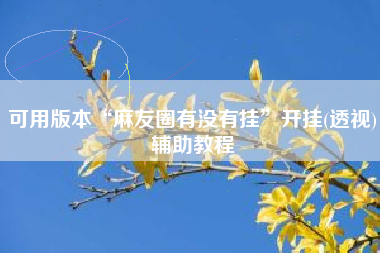 可用版本“麻友圈有没有挂”开挂(透视)辅助教程