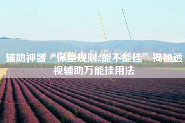 辅助神器“保皇规则2能不能挂	”揭秘透视辅助万能挂用法