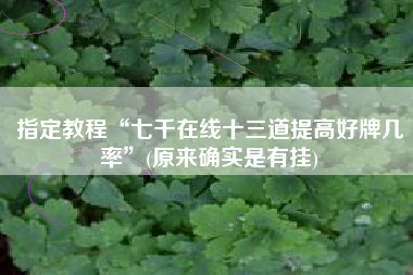 指定教程“七千在线十三道提高好牌几率	”(原来确实是有挂)