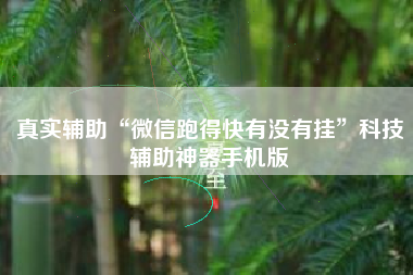 真实辅助“微信跑得快有没有挂”科技辅助神器手机版