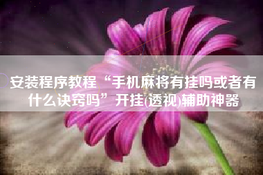 安装程序教程“手机麻将有挂吗或者有什么诀窍吗”开挂(透视)辅助神器