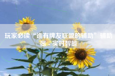 玩家必读“谁有牌友联盟的辅助	”辅助器 - 实时智能