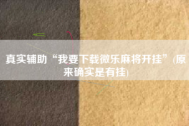 真实辅助“我要下载微乐麻将开挂”(原来确实是有挂)