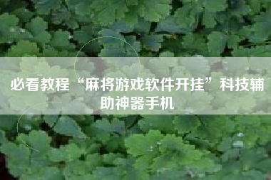 必看教程“麻将游戏软件开挂”科技辅助神器手机