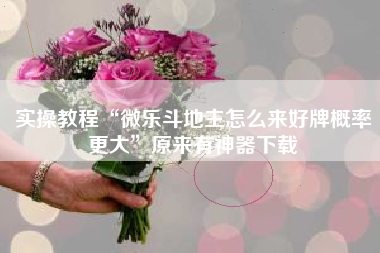 实操教程“微乐斗地主怎么来好牌概率更大”原来有神器下载