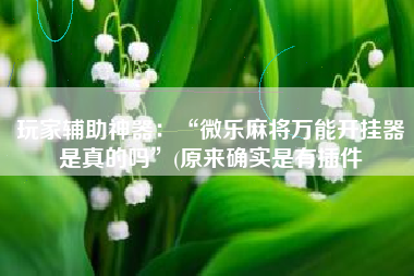 玩家辅助神器：“微乐麻将万能开挂器是真的吗	”(原来确实是有插件