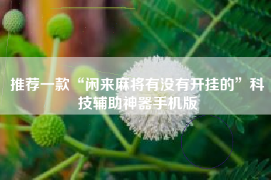 推荐一款“闲来麻将有没有开挂的”科技辅助神器手机版