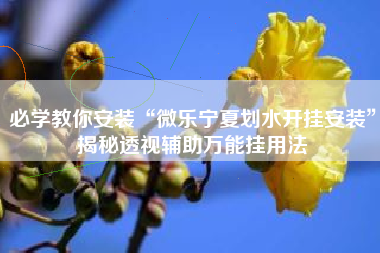 必学教你安装“微乐宁夏划水开挂安装	”揭秘透视辅助万能挂用法