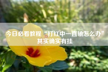 今日必看教程“打红中一直输怎么办”其实确实有挂