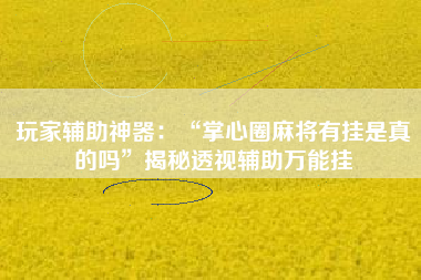 玩家辅助神器：“掌心圈麻将有挂是真的吗”揭秘透视辅助万能挂