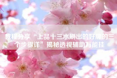 教程分享“上品十三水刷出的好牌的三个步骤详”揭秘透视辅助万能挂