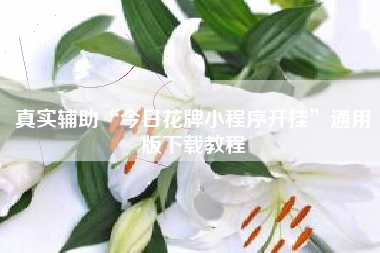 真实辅助“今日花牌小程序开挂”通用版下载教程