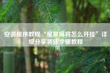 安装程序教程“星星麻将怎么开挂	”详细分享装挂步骤教程