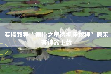 实操教程“德扑之星透视挂教程”原来有神器下载