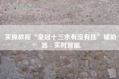 实操教程“皇冠十三水有没有挂	”辅助器 - 实时智能