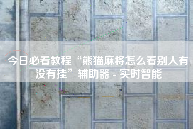 今日必看教程“熊猫麻将怎么看别人有没有挂”辅助器 - 实时智能