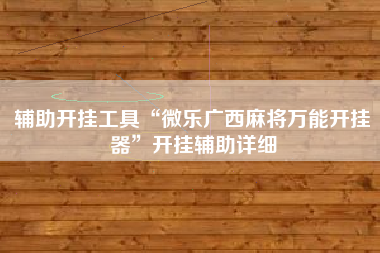 辅助开挂工具“微乐广西麻将万能开挂器”开挂辅助详细