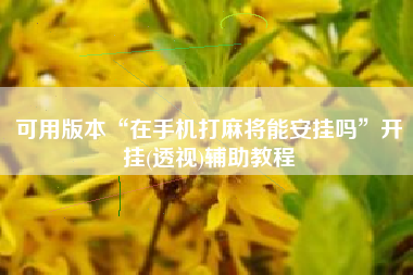 可用版本“在手机打麻将能安挂吗”开挂(透视)辅助教程