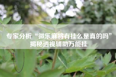 专家分析“微乐麻将有挂么是真的吗	”揭秘透视辅助万能挂