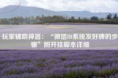 玩家辅助神器：“微信ID系统发好牌的步骤	”附开挂脚本详细