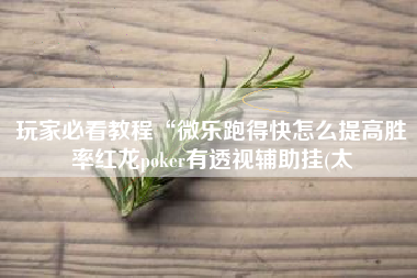 玩家必看教程“微乐跑得快怎么提高胜率红龙poker有透视辅助挂(太