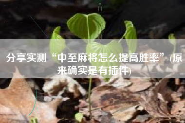 分享实测“中至麻将怎么提高胜率”(原来确实是有插件)