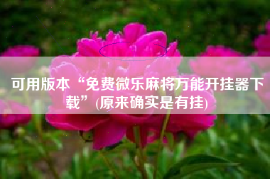 可用版本“免费微乐麻将万能开挂器下载	”(原来确实是有挂)