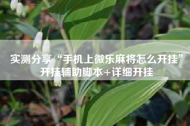 实测分享“手机上微乐麻将怎么开挂	”开挂辅助脚本+详细开挂