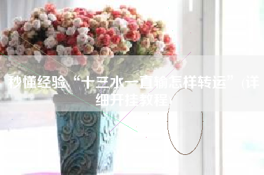 秒懂经验“十三水一直输怎样转运”(详细开挂教程)