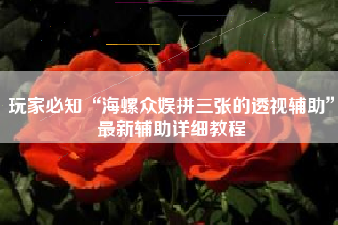 玩家必知“海螺众娱拼三张的透视辅助”最新辅助详细教程