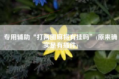 专用辅助“打两圈麻将有挂吗”(原来确实是有插件)