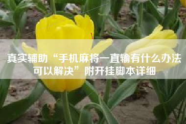真实辅助“手机麻将一直输有什么办法可以解决”附开挂脚本详细