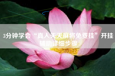 3分钟学会“真人天天麻将免费挂”开挂辅助详细步骤