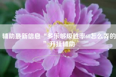 辅助最新信息“多乐够级胜率60怎么弄的”开挂辅助