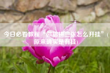 今日必看教程“微信拼三张怎么开挂”(原来确实是有挂)