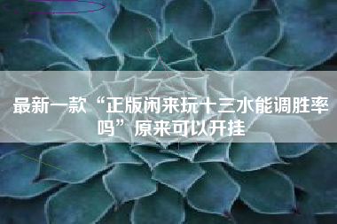最新一款“正版闲来玩十三水能调胜率吗”原来可以开挂