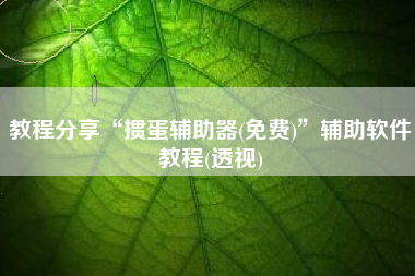 教程分享“掼蛋辅助器(免费)	”辅助软件教程(透视)