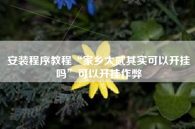 安装程序教程“家乡大贰其实可以开挂吗	”可以开挂作弊