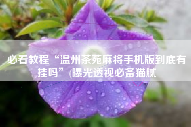 必看教程“温州茶苑麻将手机版到底有挂吗”(曝光透视必备猫腻