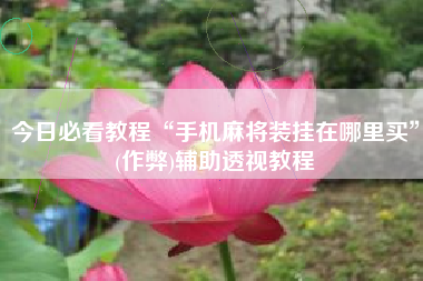 今日必看教程“手机麻将装挂在哪里买”(作弊)辅助透视教程