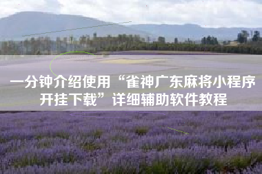 一分钟介绍使用“雀神广东麻将小程序开挂下载”详细辅助软件教程