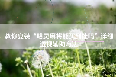 教你安装“哈灵麻将能买到挂吗”详细透视辅助方法