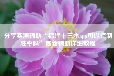 分享实测辅助“福建十三水app可以控制胜率吗”最新辅助详细教程