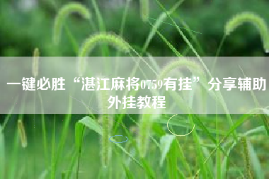 一键必胜“湛江麻将0759有挂”分享辅助外挂教程