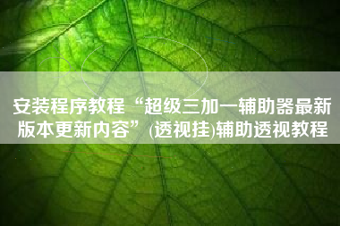 安装程序教程“超级三加一辅助器最新版本更新内容”(透视挂)辅助透视教程