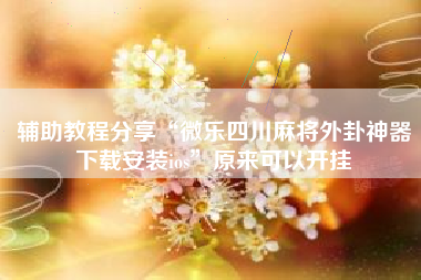 辅助教程分享“微乐四川麻将外卦神器下载安装ios	”原来可以开挂