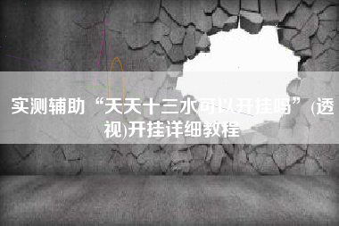 实测辅助“天天十三水可以开挂吗”(透视)开挂详细教程